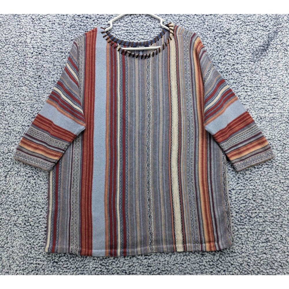 Chaps Bohemian Top Size 1X Hippie Woven Indie Skater Cali Surfer Beach Striped
